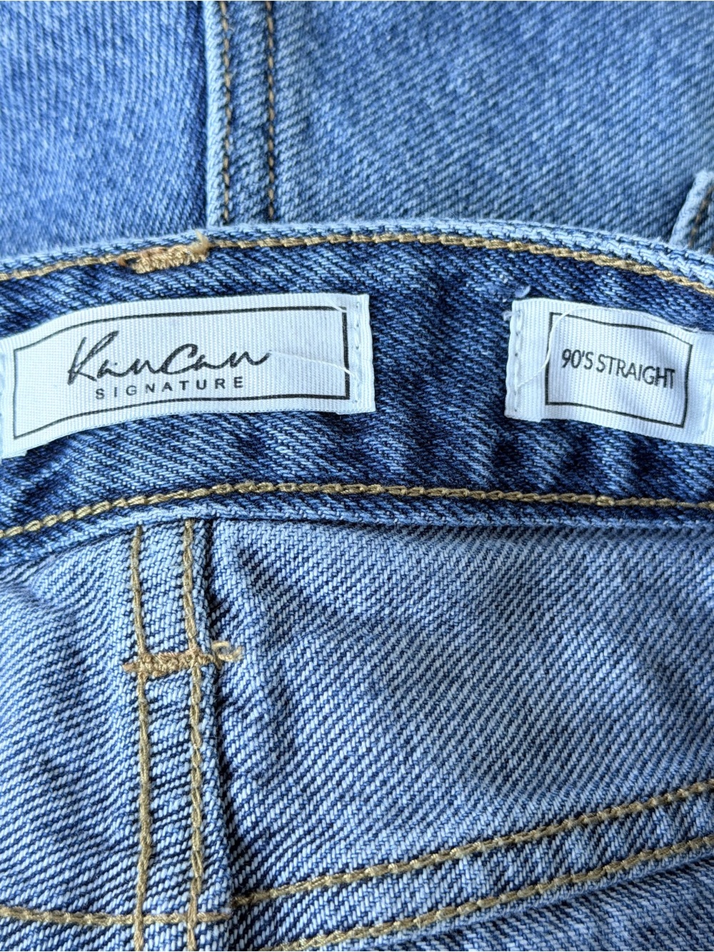 KanCan Signature 90's Straight Distressed High Rise Raw Hem Jeans Size 25 #6 - Picture 4 of 11